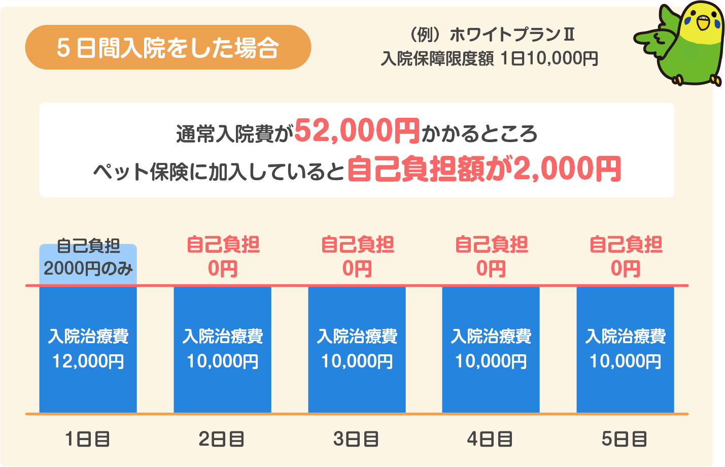 5日間入院をした場合の保険料（ホワイトプラン）