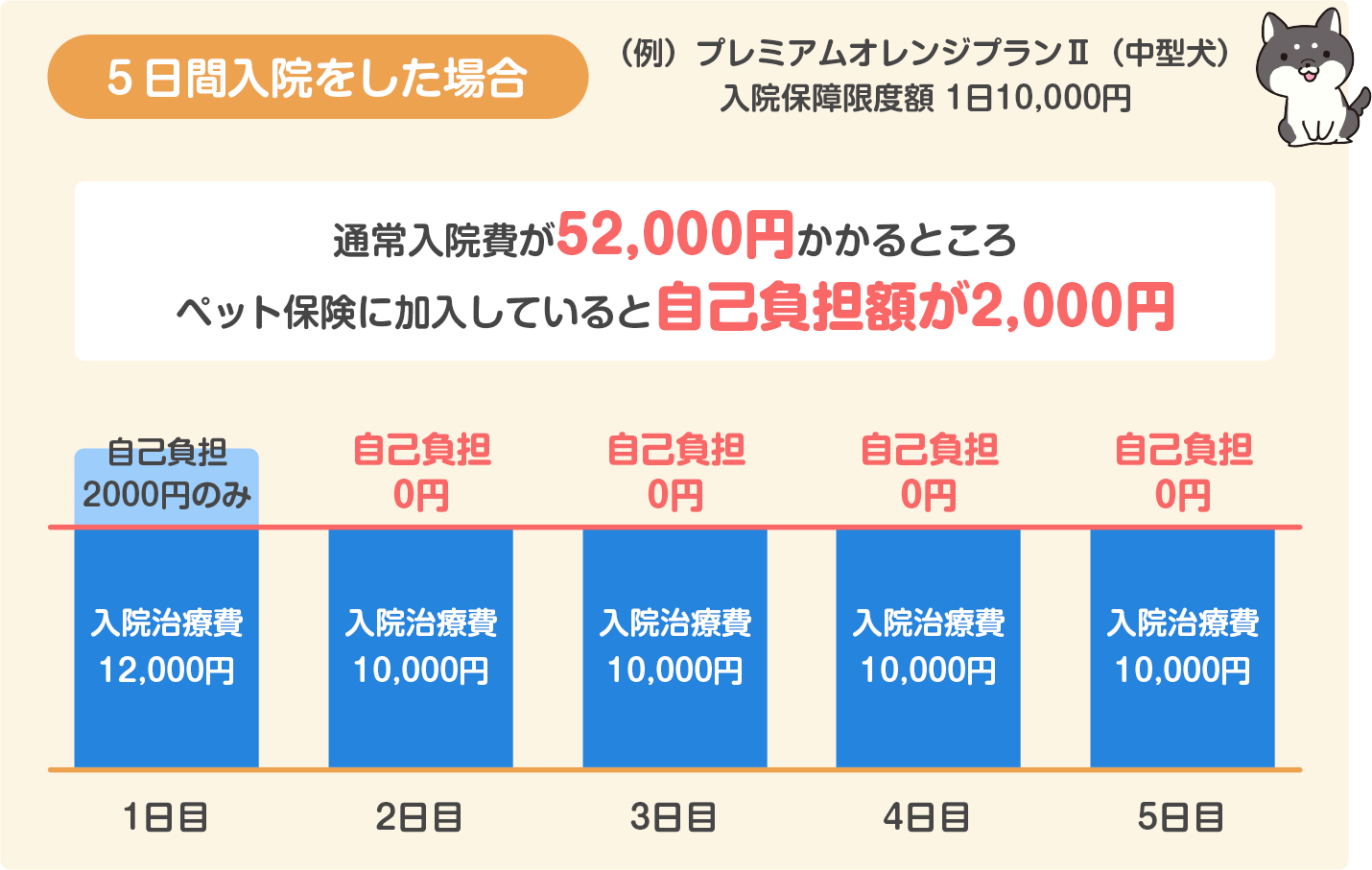 5日間入院をした場合の保険料（プレミアムオレンジプラン）