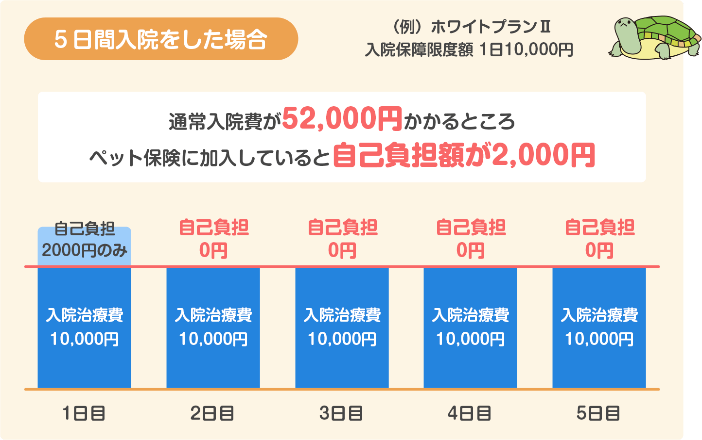 5日間入院をした場合の保険料（ホワイトプラン）